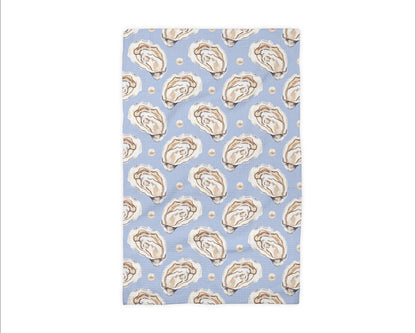 Oyster Shell Nautical Coastal Beach Ocean Kitchen Towel