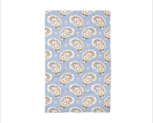 Oyster Shell Nautical Coastal Beach Ocean Kitchen Towel