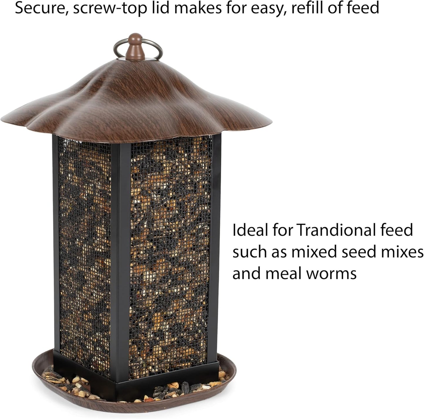 11 Inch Cherry Woodgrain Finish Bird Feeder