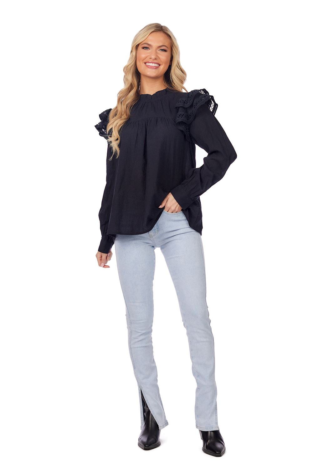 Keller Ruffle Top Bk