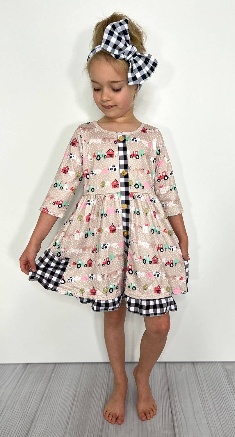 Farm Plaid Girls Dress