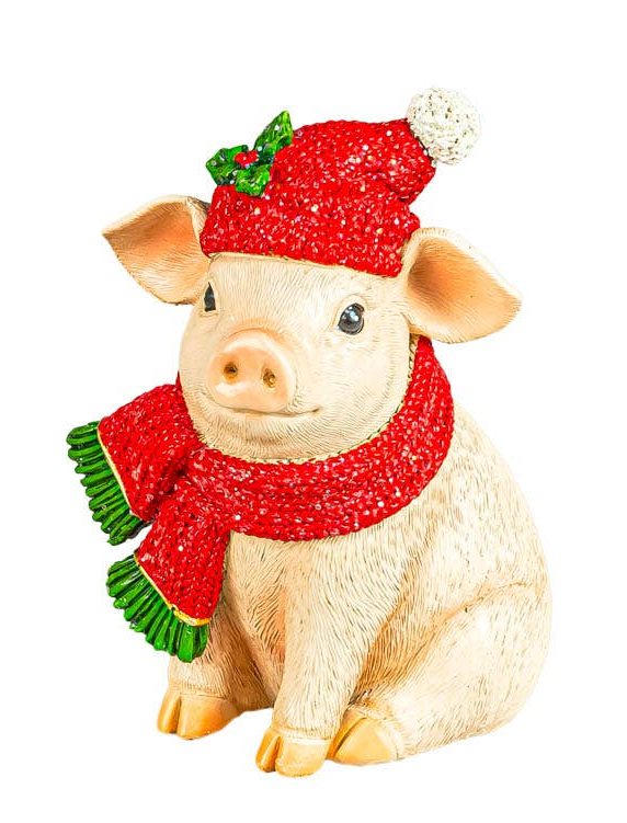 Holly Jolly Christmas Farm Critter 5" Sitter