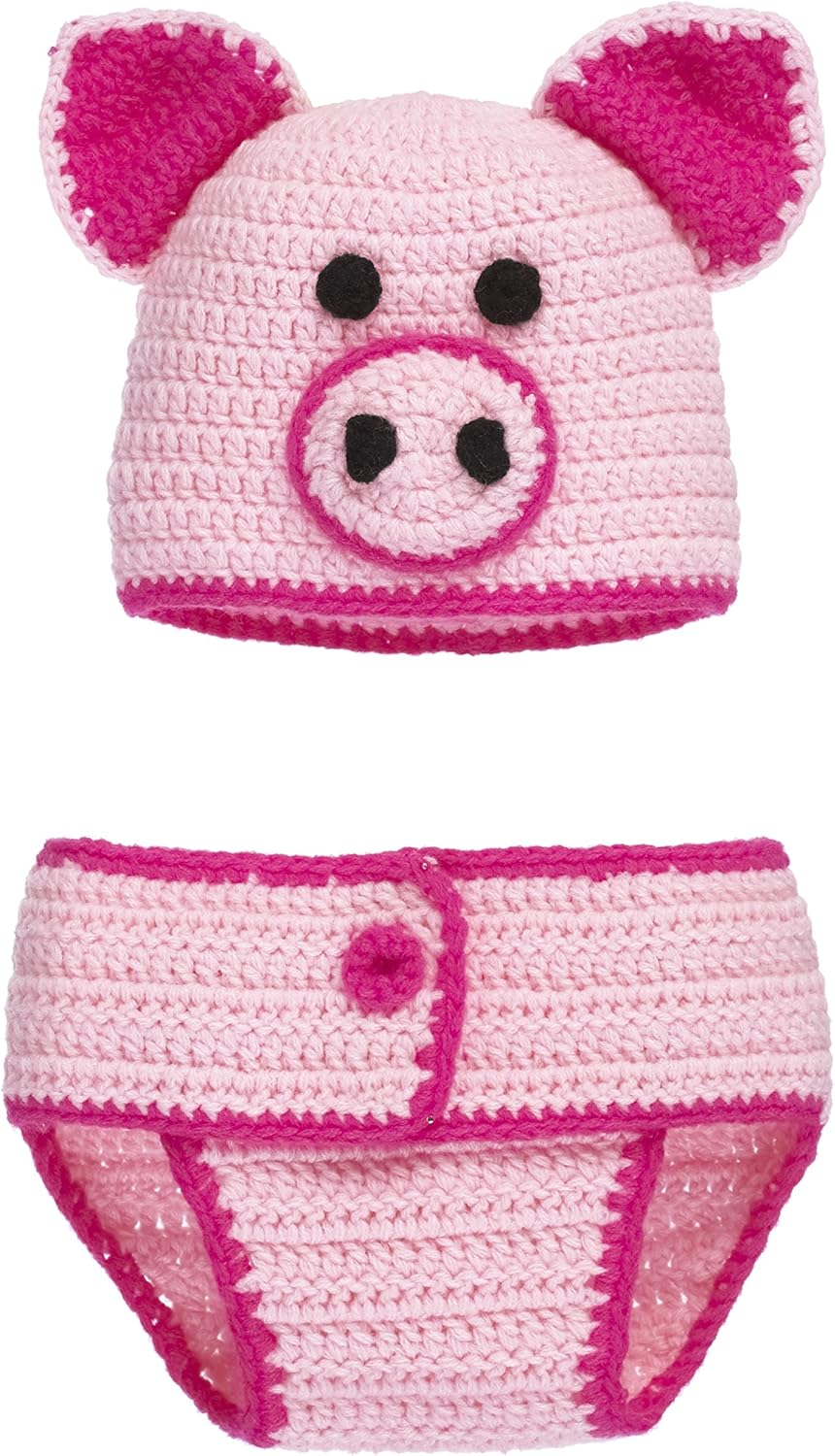 This Little Piggy Knit Cap and Diaper Cover Set