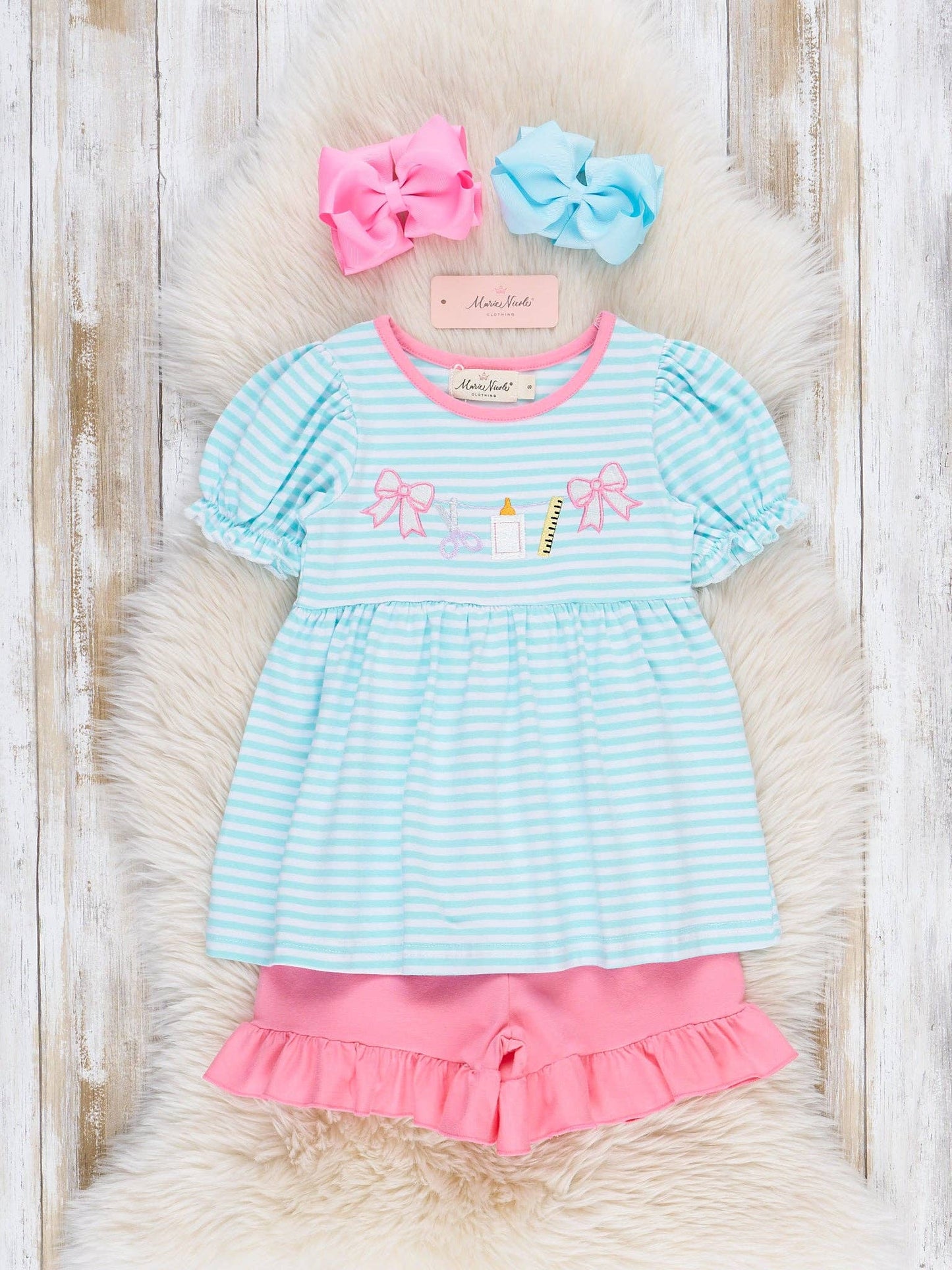 Classroom Bows Striped Cotton Ruffle Outfit