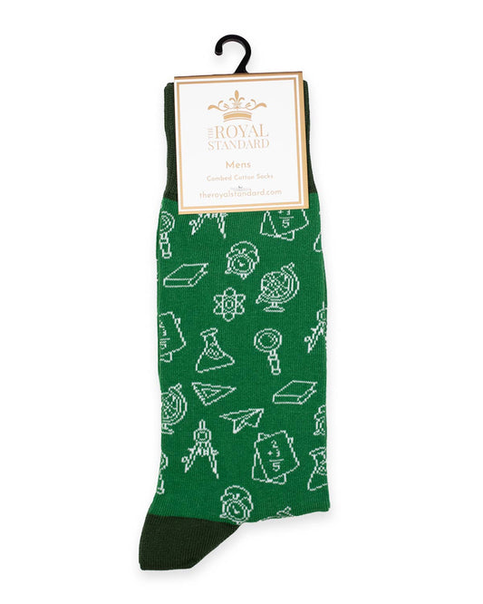 Men's Teacher Socks   Green/White   One Size