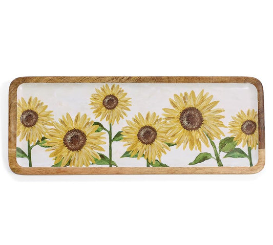 Tray Mango Wood Sunflower