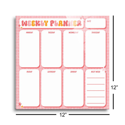 Happy Plans, Weekly Planner, Dry Erase Glass Marker Board