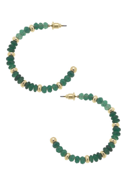 Hallie Beaded Gemstone Hoop Earrings