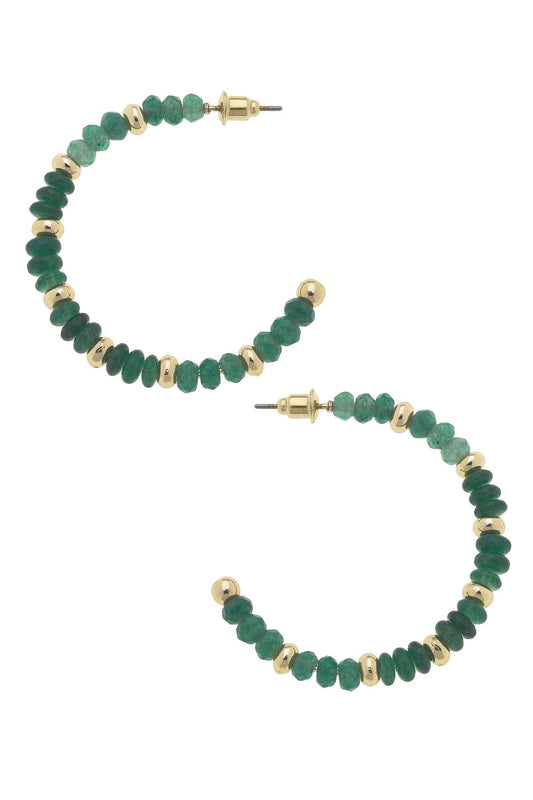 Hallie Beaded Gemstone Hoop Earrings