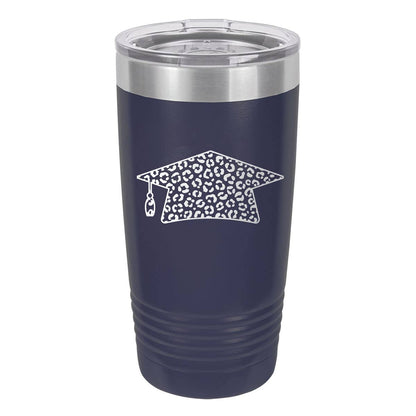 Leopard Grad Cap Navy 20oz Tumbler