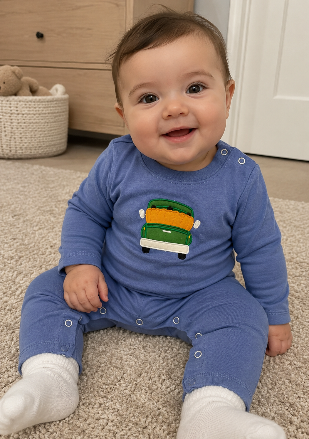 Boy's Truck with Pumpkins Romper