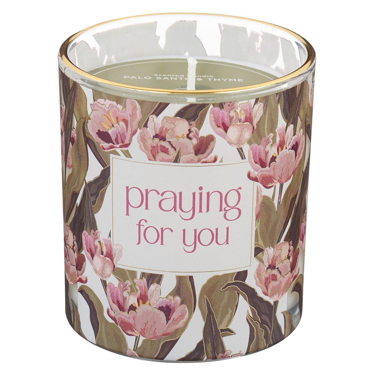 Glass Candle Praying For You