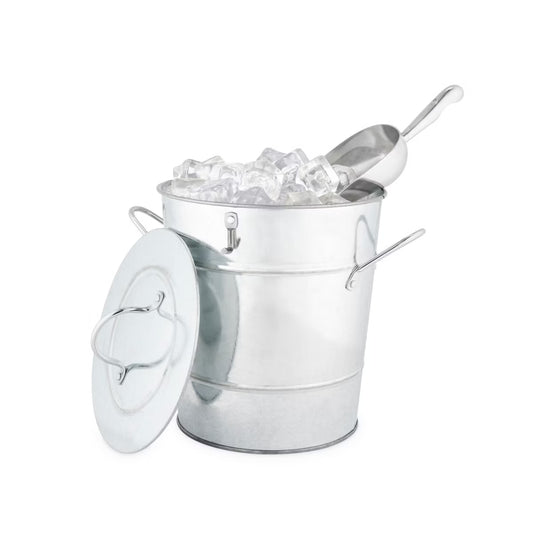 Galvanized Metal Ice Bucket with Lid & Scooper