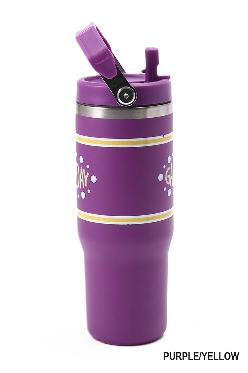 Game Day 30Oz Stainless Steel Flip Straw Tumbler