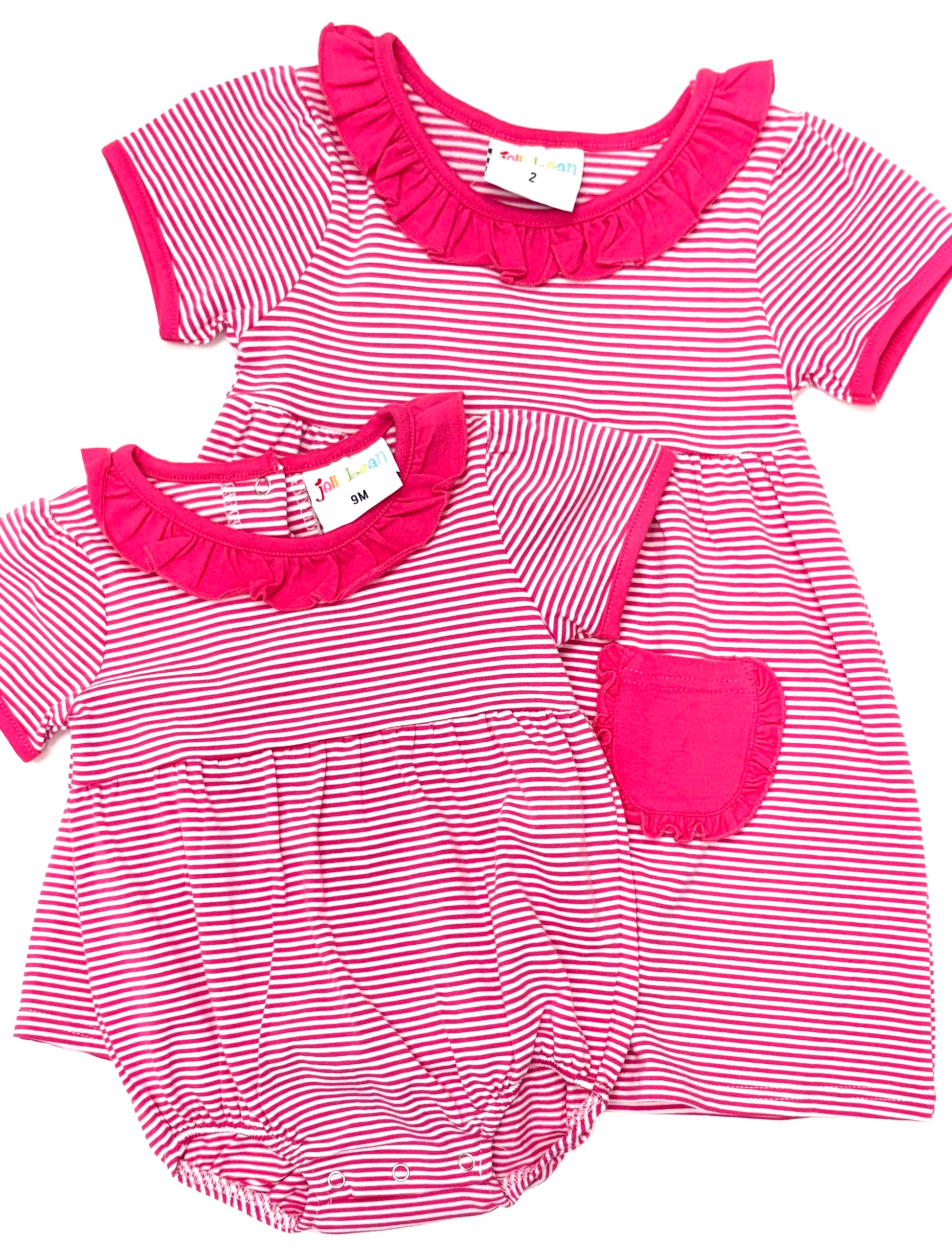 Eleanor Dress- Hot Pink Stripe