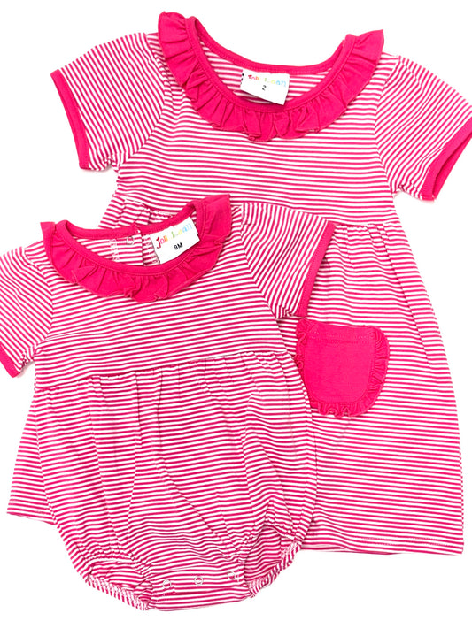 Eleanor Dress- Hot Pink Stripe