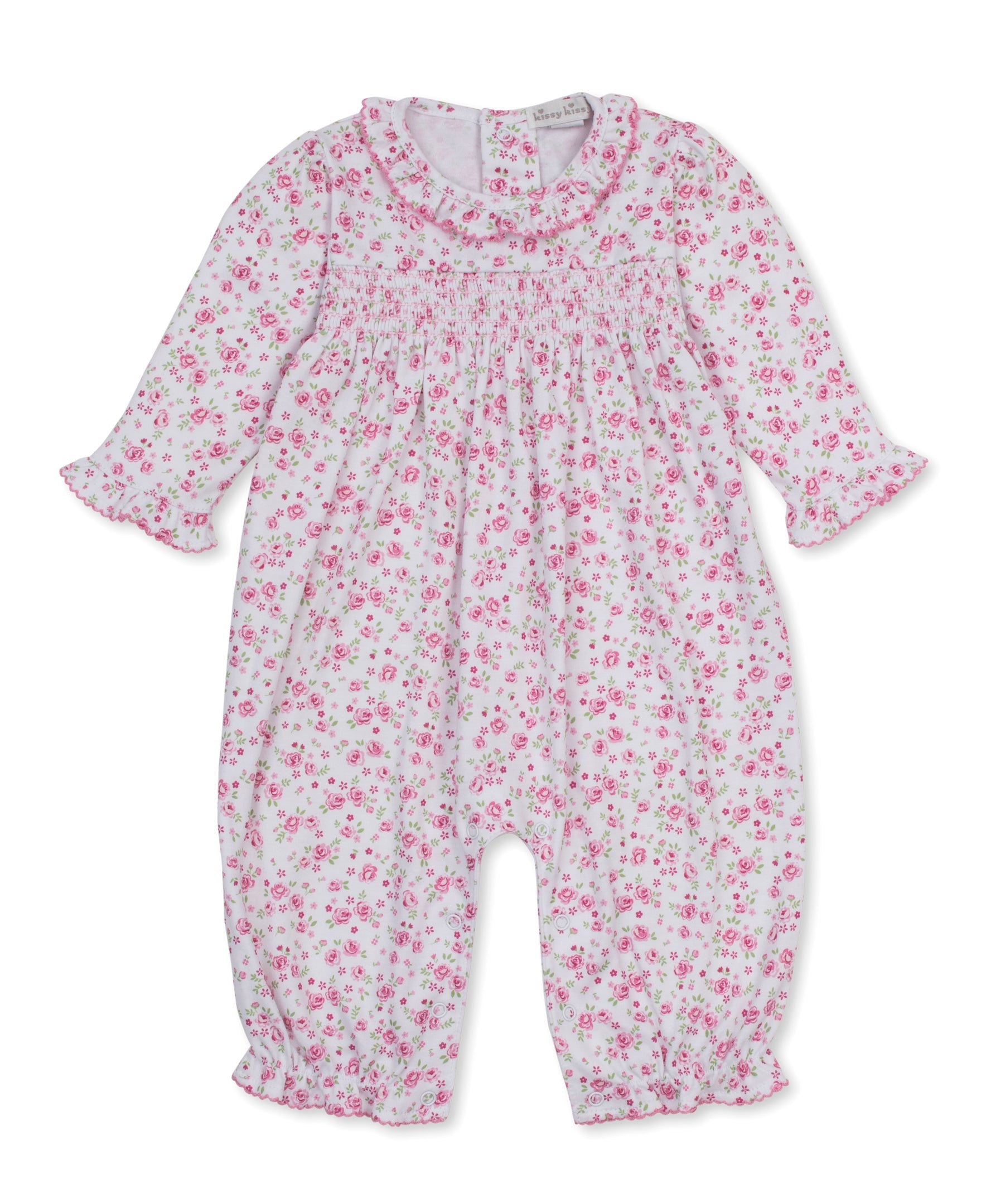 Cottage Roses Pink Print Smocked Playsuit KG814652I_K650 1