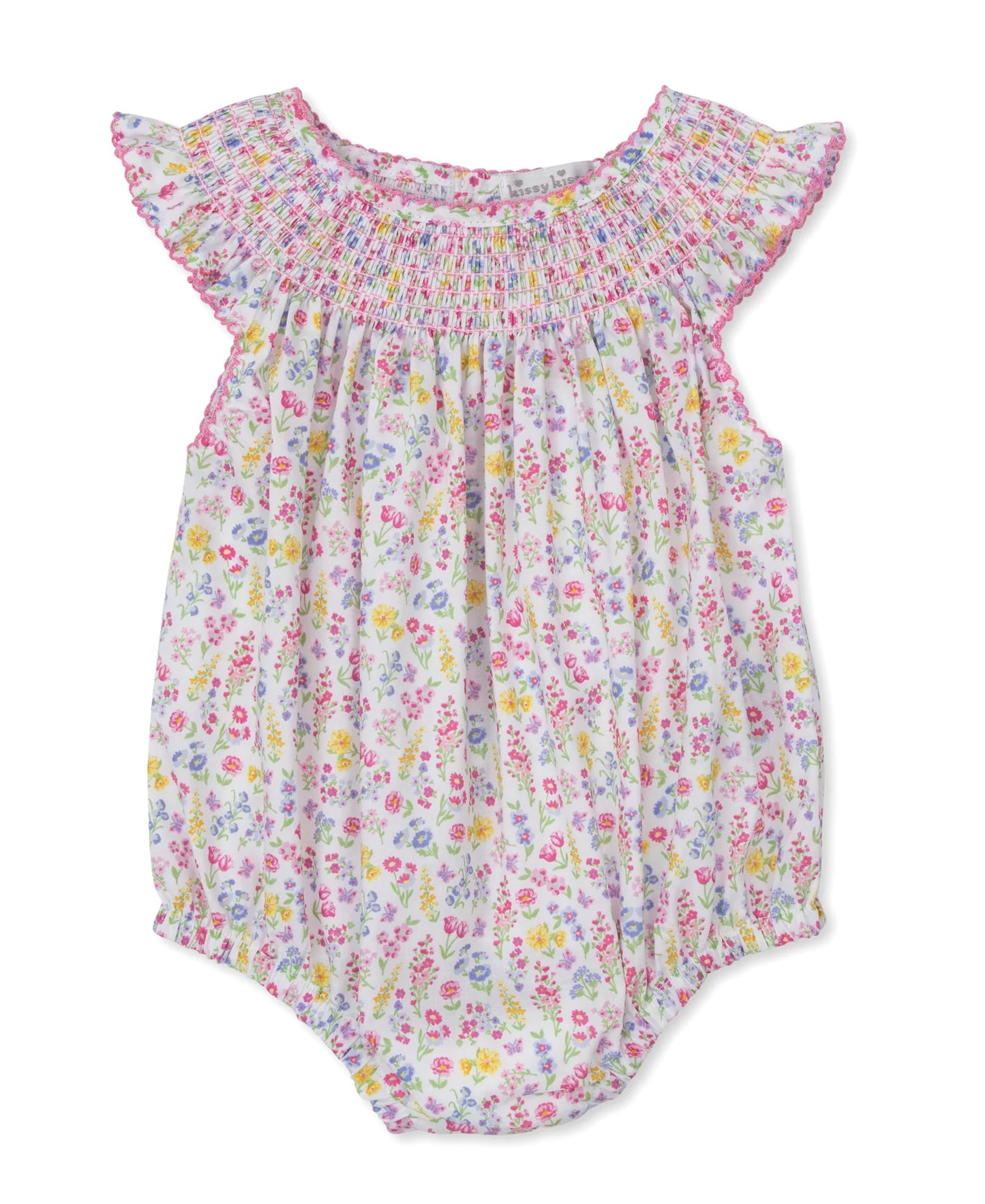 Pastel Gardens Floral Smocked Woven Bubble