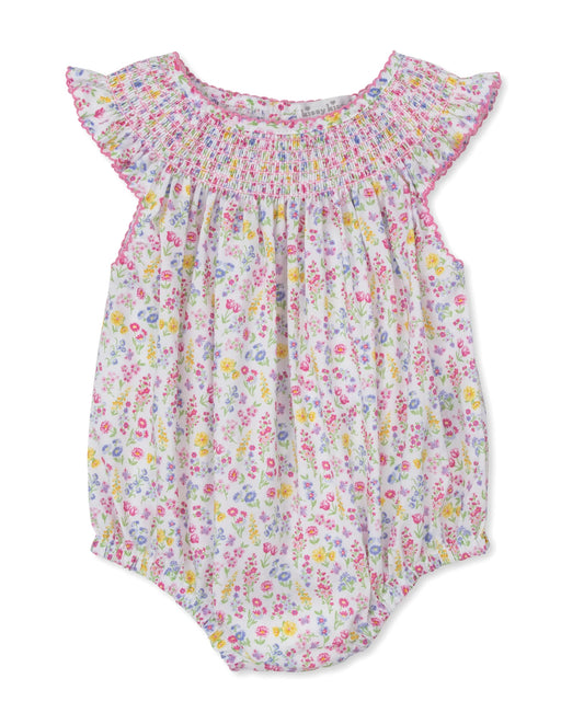 Pastel Gardens Floral Smocked Woven Bubble
