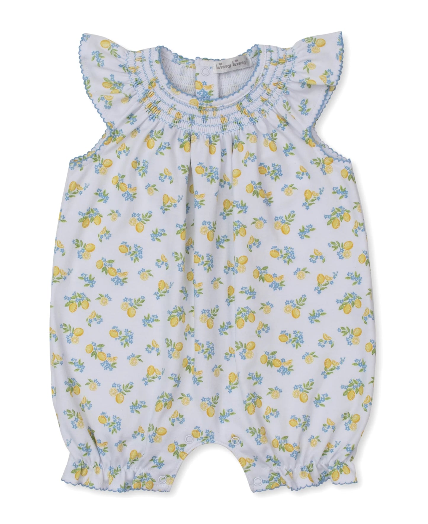 Lemon Blossoms Short Smocked Playsuit