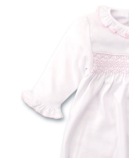 Hand Smocked CLB Charmed White/Pink Sack Gown
