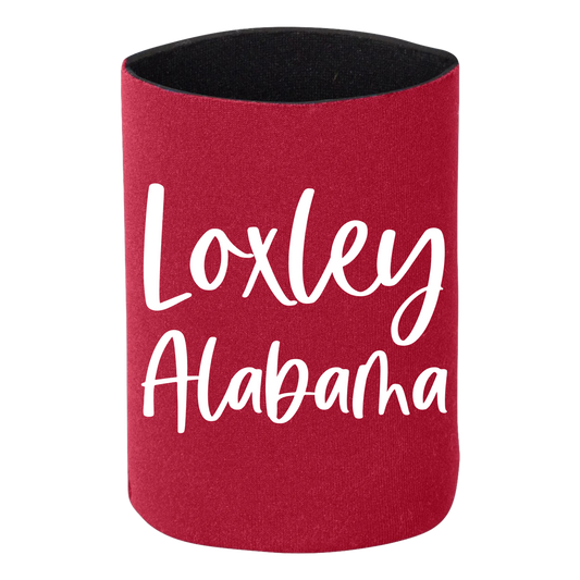 Loxley Alabama Script Koozie