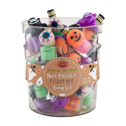 LED Halloween Ring and Glow In Dark Nail Polish Set