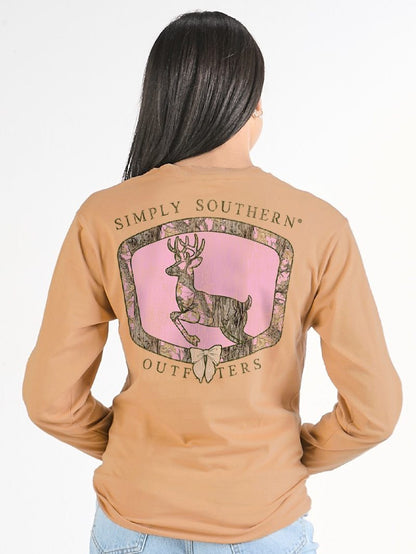 T-Shirt | Long Sleeve | Camo Deer | Bisque