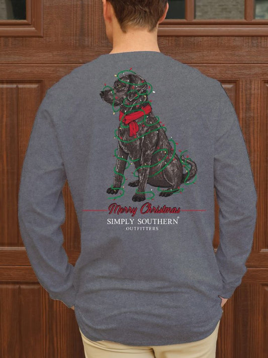 Men's T-Shirt | Long Sleeve | Merry Lab | Charcoal Heather