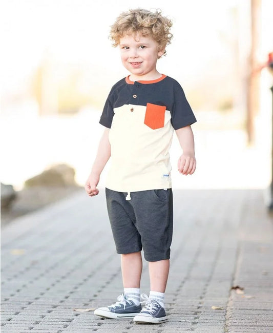Heather Navy Color Block Henley