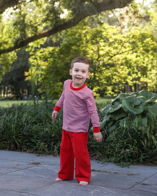 Boy Red Stripe Pant Set