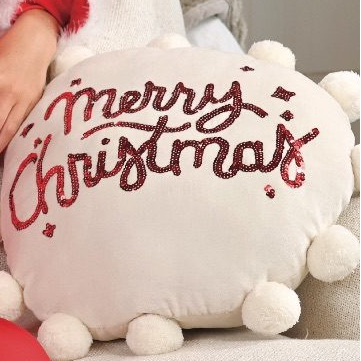 Pillow Red Sequin Merry Christmas