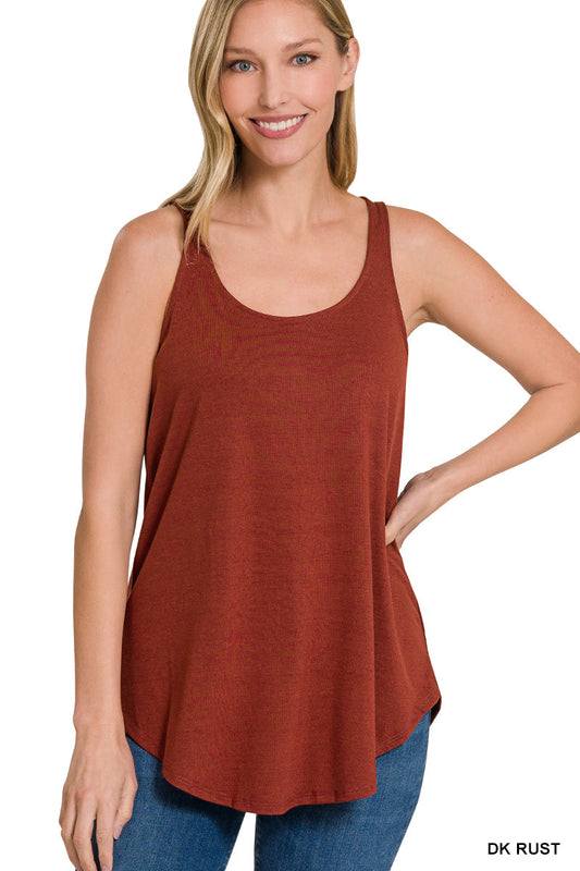 Sleeveless Round Neck Round Hem Top