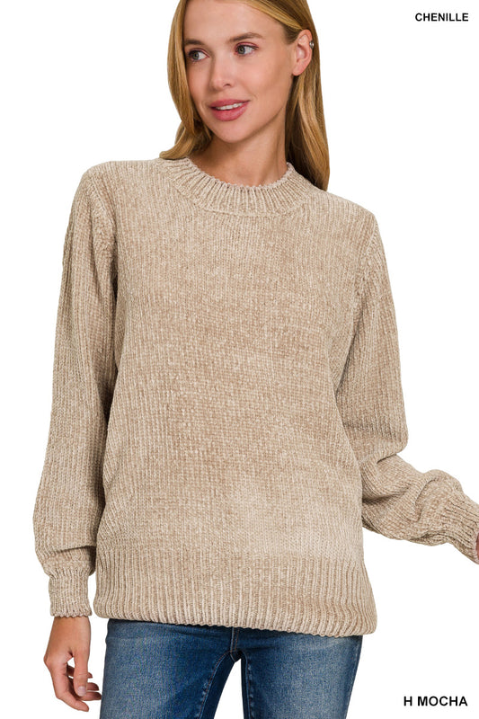Round Neck Chenille Sweater