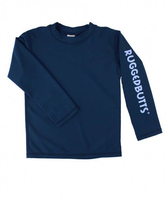 Boys Navy L/S Logo Rash Guard