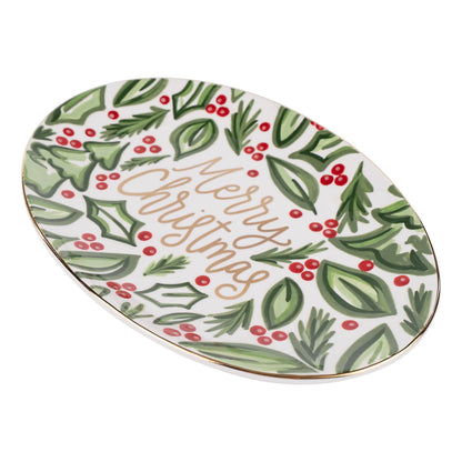 Christmas Holly Berry Oval Tray