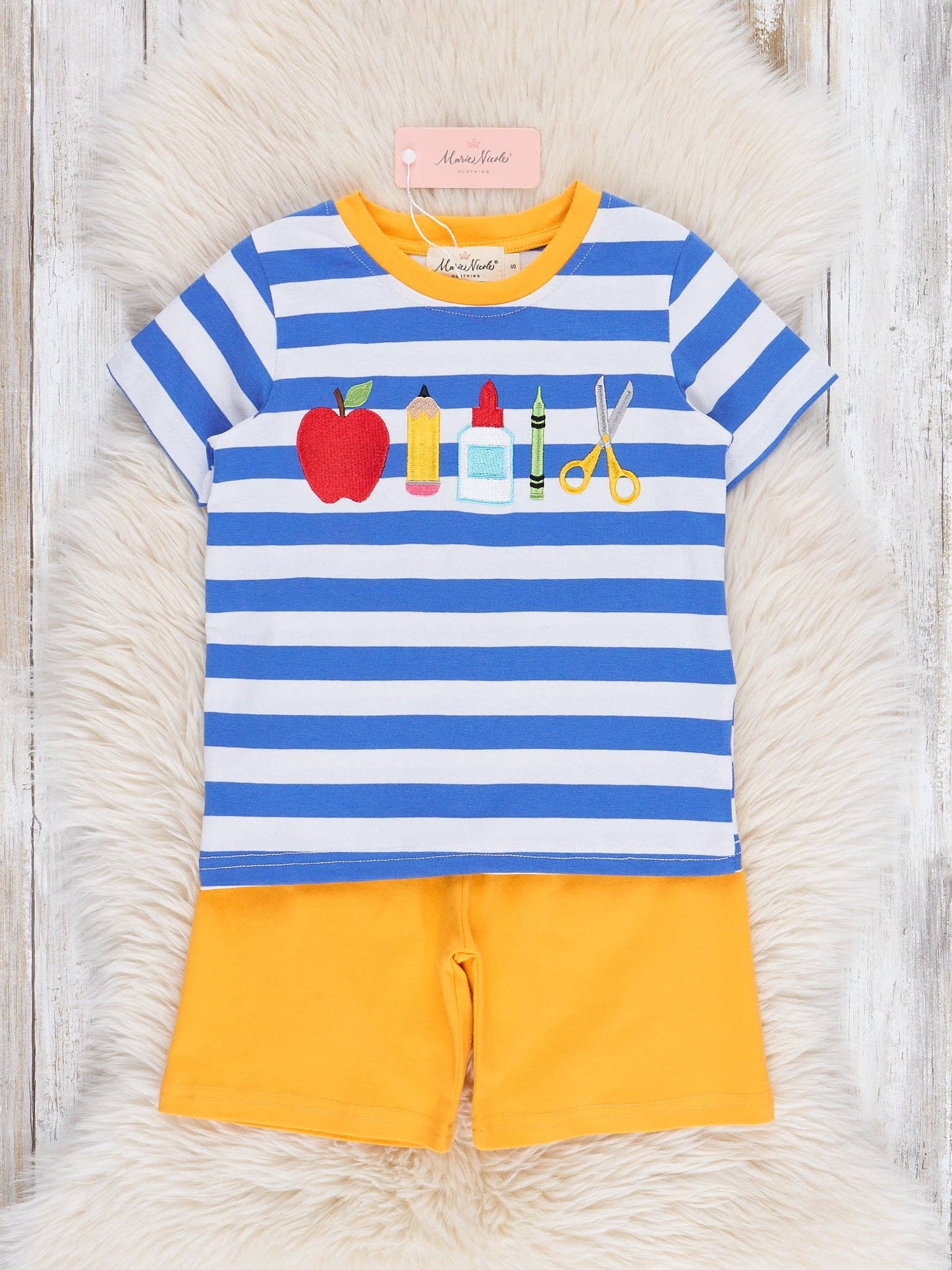 Blue & Yellow School Supplies Cotton Outfit