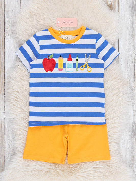Blue & Yellow School Supplies Cotton Outfit