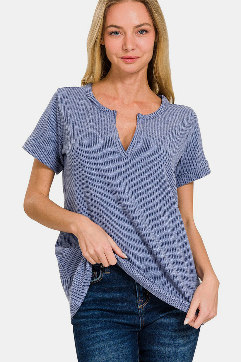 Melage Baby Waffle Henley Neck Short Sleevetop