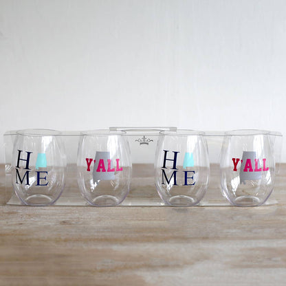 Alabama Y'all To Go Wine Glasses   Multi   15oz