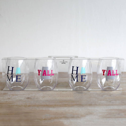 Alabama Y'all To Go Wine Glasses   Multi   15oz