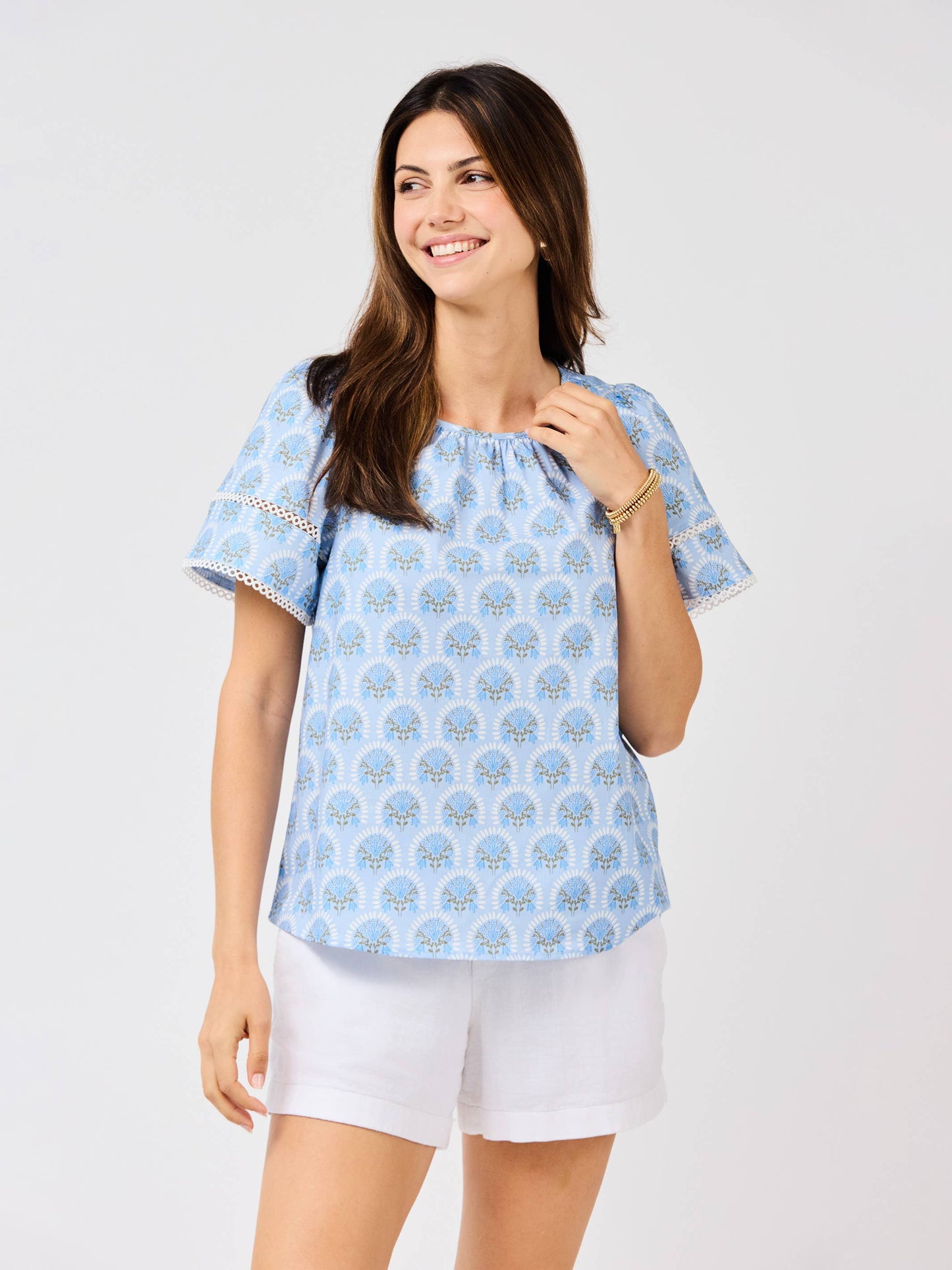 Tabby Top | Sunshower Flora Blue