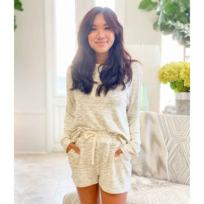 Tiger Stripe Lounge High Low Pullover Off White/Shell