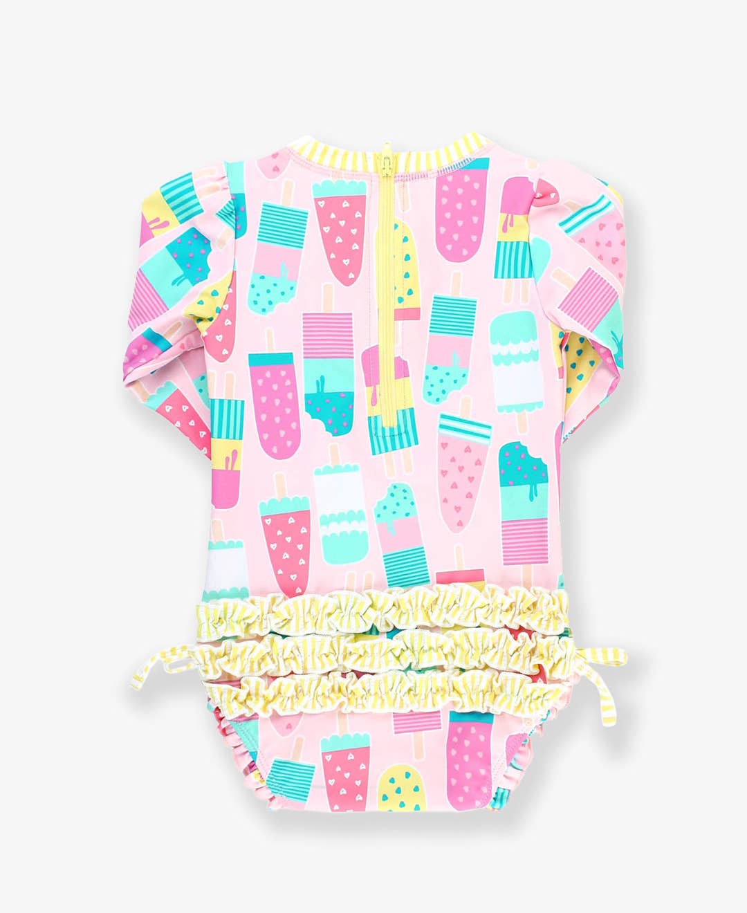 Baby Girls Ice Cream Social LS One Piece Rash Guard with Ruffles
