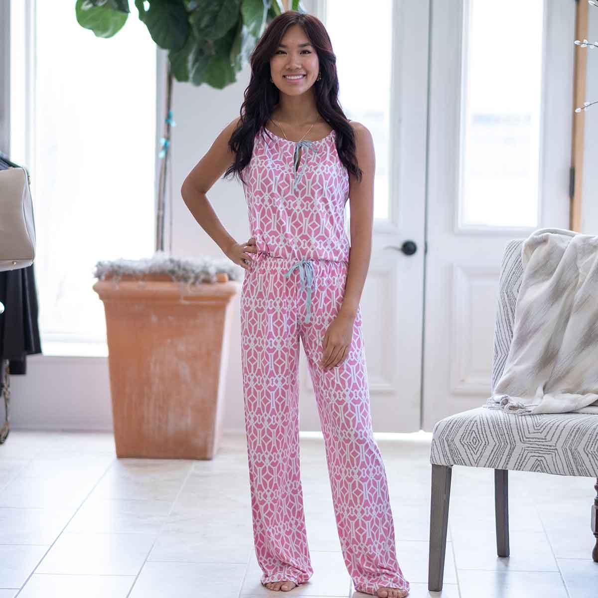 Palace Trellis Sleep Cami   Pink/Sky