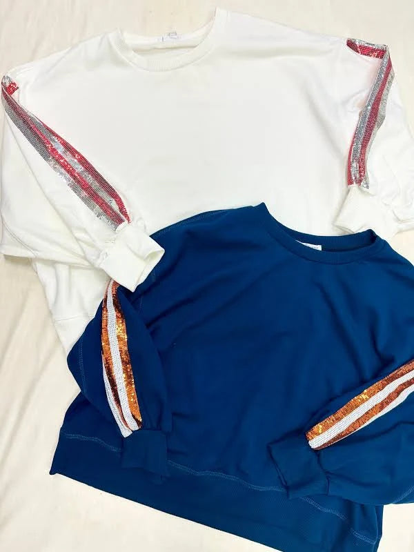 Sweatshirt Millie White AL Sequin Stripe