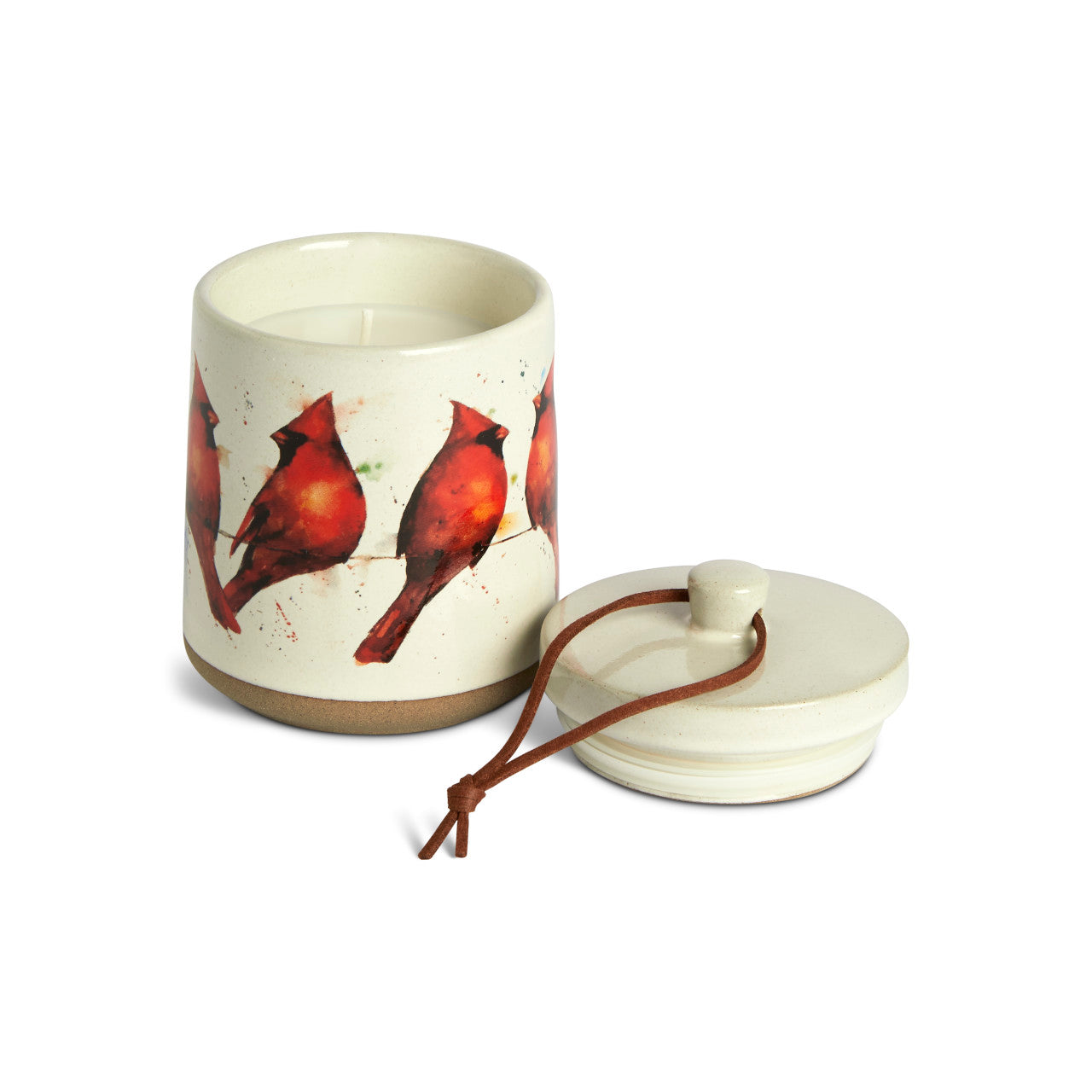 Cardinals on a Wire Candle with lid /Planter