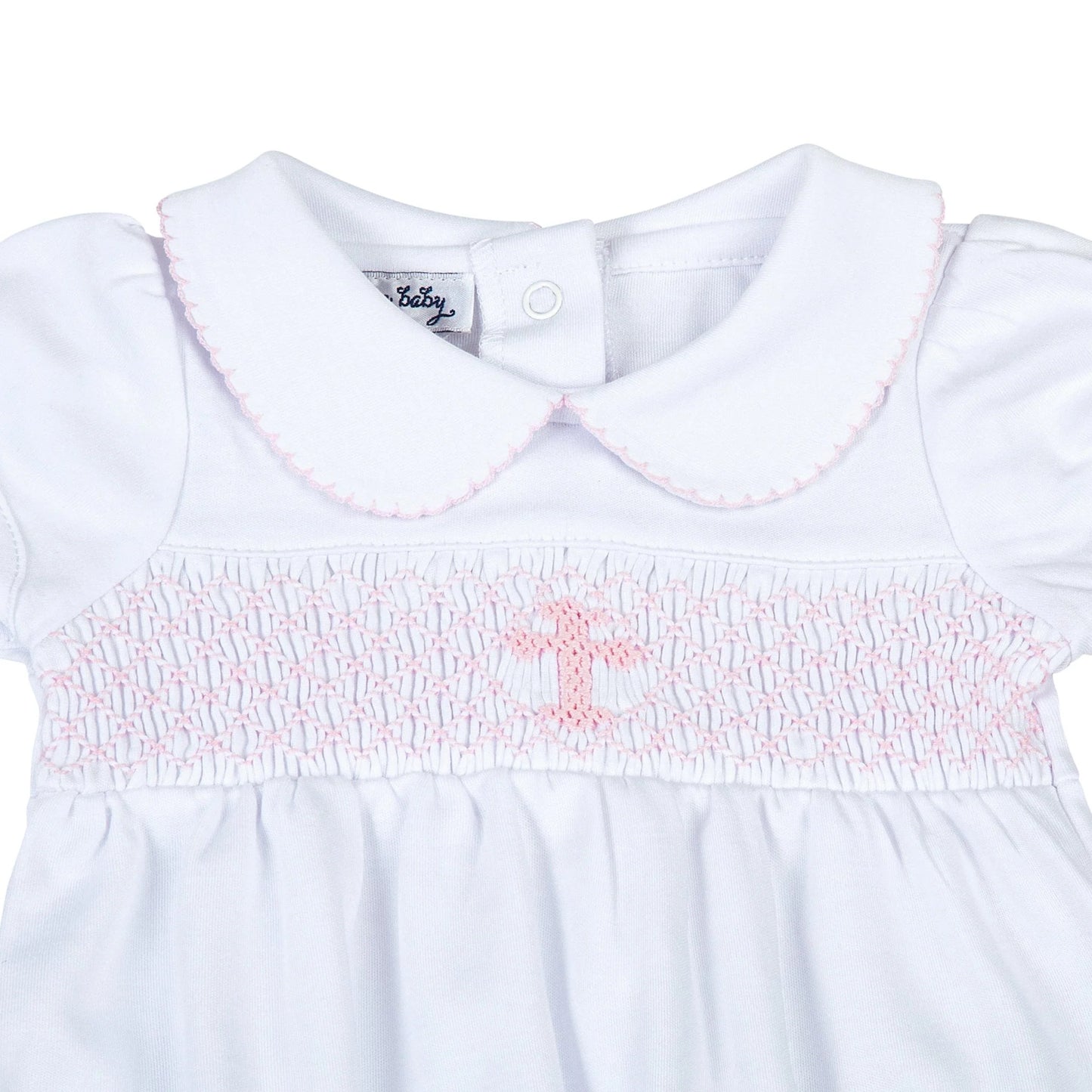 Blessed Pink Smocked Collared S/S Girl Bubble