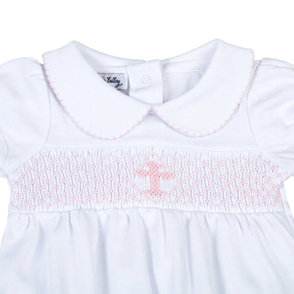 Blessed Pink Smocked Collared S/S Girl Bubble