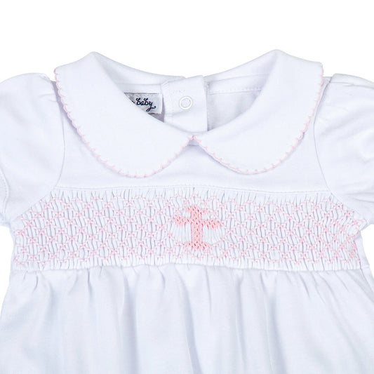 Blessed Pink Smocked Collared S/S Girl Bubble